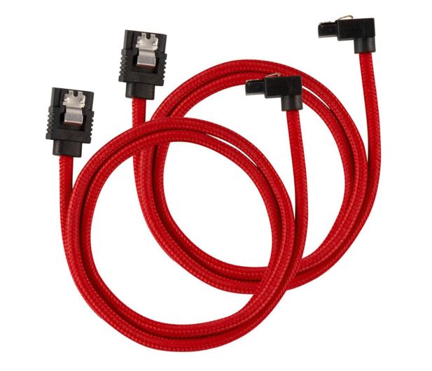 CORSAIR Premium 60cm sleeved 2szt (kątowe) Czerwone CC-8900284 - 739236 - zdjęcie